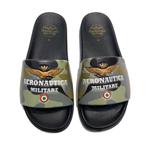 Camouflage slippers with logo